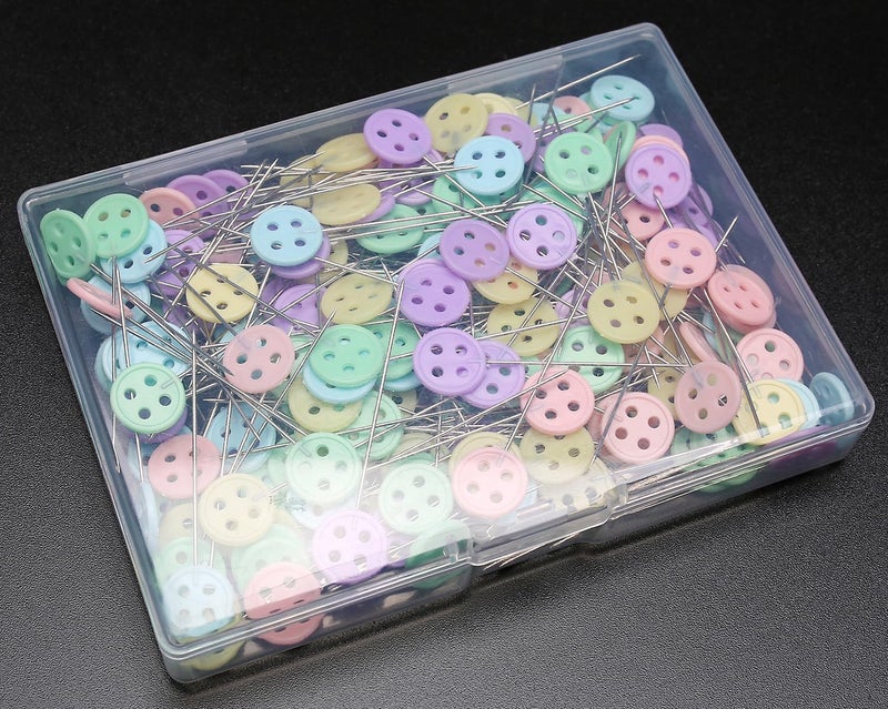 Elisel 200 pcs Multicolor Straight Pins Straight Quilting Pins Craft Positioning Pins Fixed Sewing Marker Needle for Crafting Dressmaker and Other Crafts Making (Buttons) - Image 5